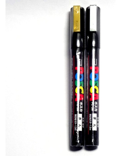 Uni Posca Paint Marker Pc-3m Gold & Silver, 2 Bolígrafos Por