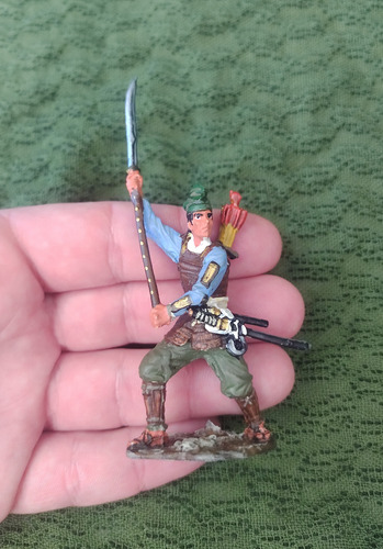 Soldado De Plomo Ashigaru Japonés Samurái De 7 Cm De Alto Marrón Claro