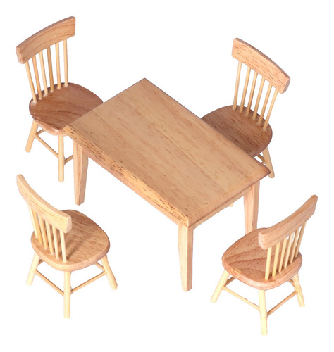 Mueble De Casa De Muñecas En Miniatura, 1 Mesa, 4 Sillas De