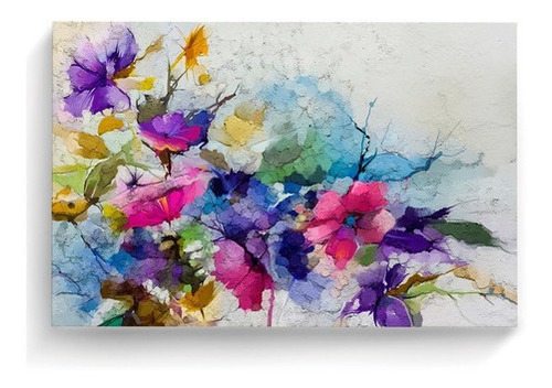 Cuadro Pintura Flores De Color Canvas Minimalista Tipo Oleo
