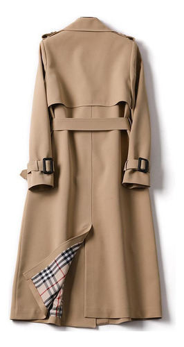 Trench Coat Feminino Elegante Com Botão Duplo, Bege