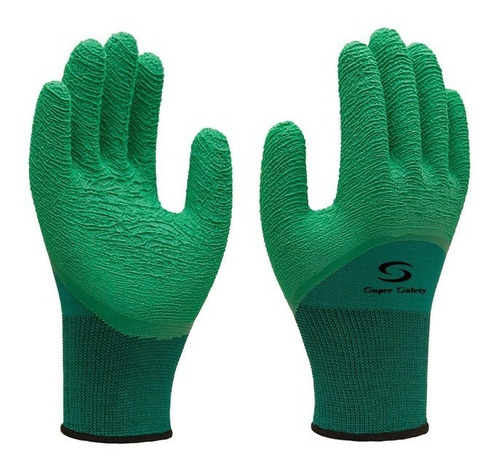 10 Luva Banhada Latex Corrugado Verde Resistente Proteção