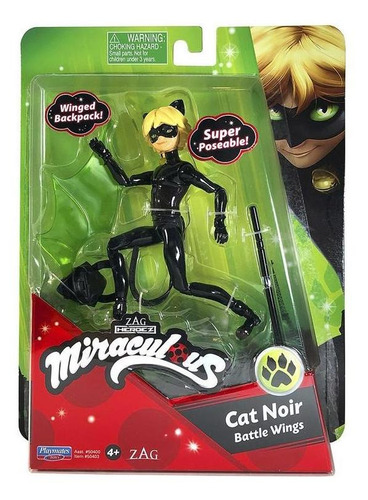 Imagen 3 de 3 de Figura Ladybug Miraculous Cat Noir 5 Articulada Bandai