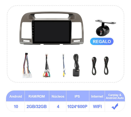 Estéreo 2+32g Para Toyota Camry 2002-2006 Gps Carplay Wifi