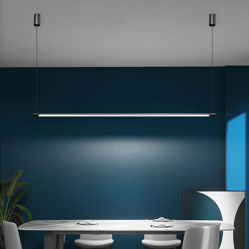 Lámpara Colgante Lineal Negra Mate Led Horizontal 60 Cm
