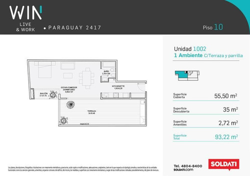 Imagen 19 de 19 de Monoamb Divisible Con Terraza Y Parrilla - Win - Barrio Norte