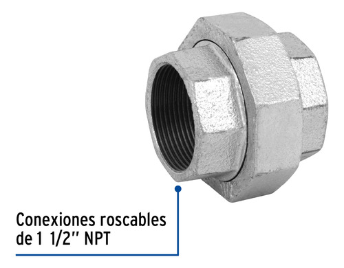 Tuerca Unión 1-1/2 Acero Galvanizado, Foset. 48772