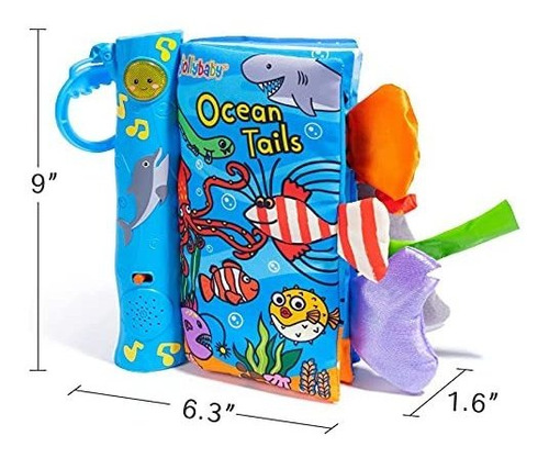 Activity Crinkle Soft Books Toddler Early Development Cloth Books for Baby/Infant/Toddler 3 Months+ Tail Books HECCEI Baby Cloth Books Ocean Tails 