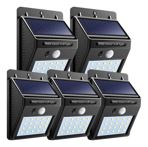 Moderna Lampara Led Solar , Mxeol-005, 5pzas, 4w, 20 Led, Pa Estructura Negro