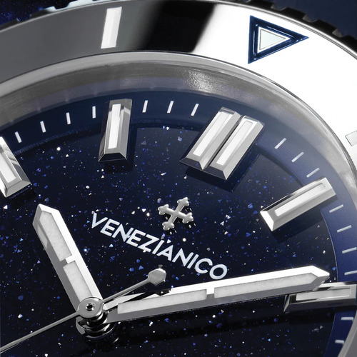 Relógio Venezianico Nereide Avventurina 42 - 4521550 Correia Violeta-escuro Bisel Prateado Fundo Violeta-escuro