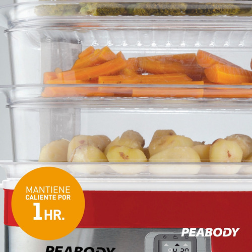 Imagen 8 de 9 de Vaporera Arrocera Digital Con 3 Niveles Peabody Pe-st1654