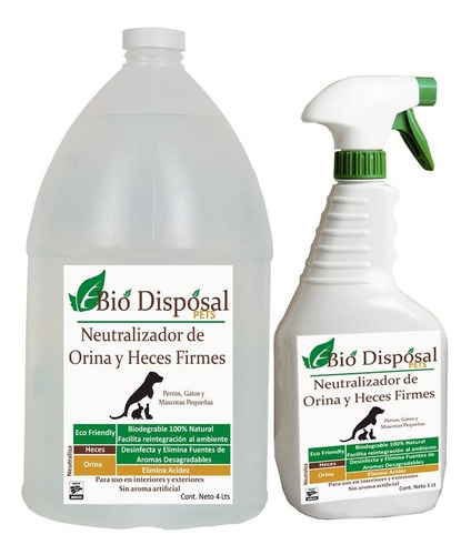 Eliminador Olor Desecho Perro/gato Sanitizante 4 Lt + 1 Lt