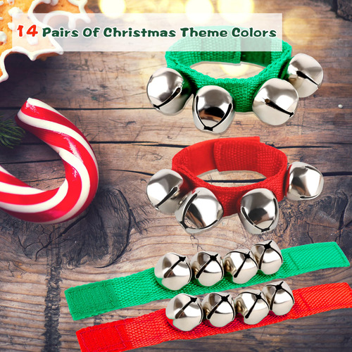 28 Piezas De Pulsera De Navidad Con Campanas De Ritmo