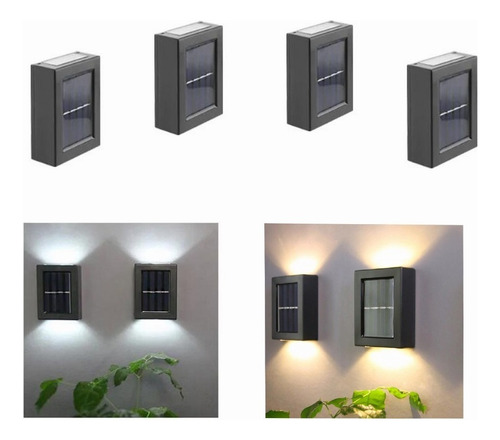 Luz De Pared Solar Impermeable Al Aire Libre 4 Piezas