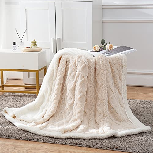 Manta De Tiro Beige De Felpa Forro De Sherpa, 101.6 Cm ...