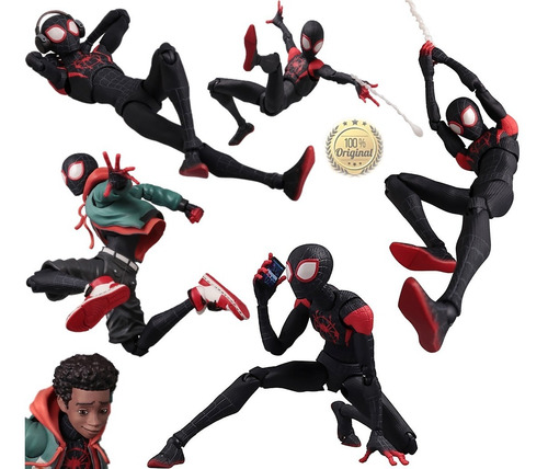 Boneco Spider Man Black Homem Aranha Preto Miles Morales