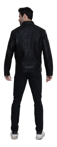 Jaqueta de couro masculina militar sales