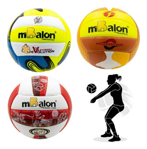 Pelota De Vóley Mibalon Pvc 5 Color Aleatorio X1