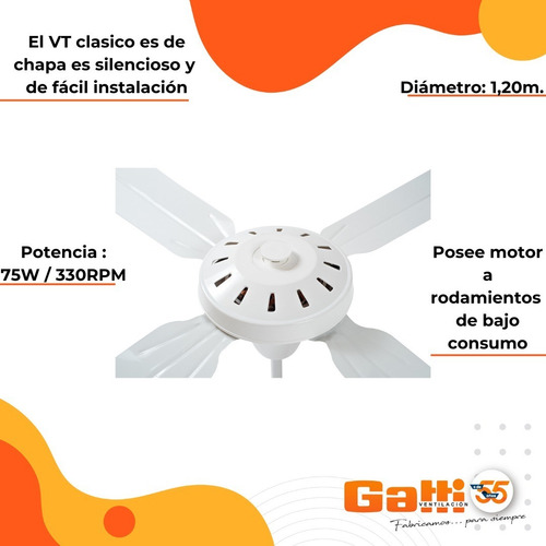 Imagen 6 de 10 de Ventilador De Techo De Chapa Nacional Gatti Ventilación