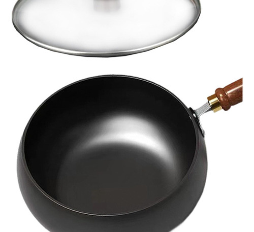 Wok Chino De Gas Hirviendo Con Mango De Tapa De Vidrio