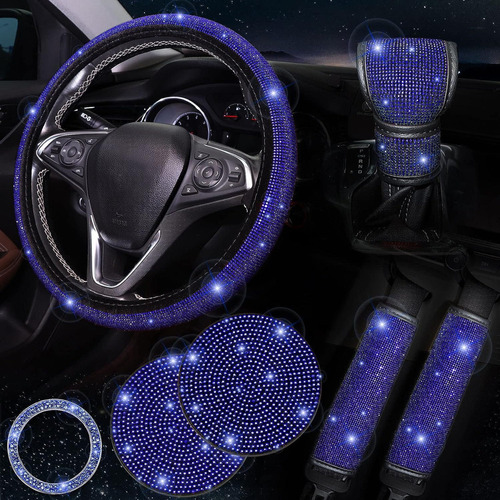 Azul Bling Diamante Juego De Accesorios De Coche Para Mujer