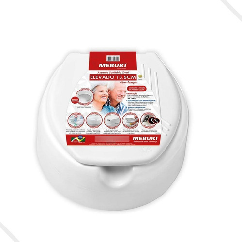 Assento Sanitário Convencional Oval Elevado 13,5cm Tampa