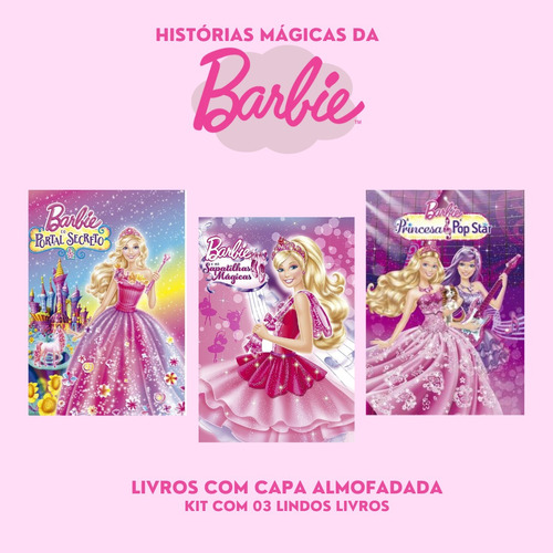 Biblioteca Mágica Da Barbie - 03 Livros De Histórias