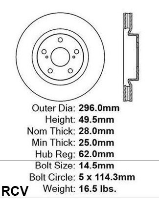 Disco Frenos Der/izq Delantera Para Toyota Camry Xle L4 2010