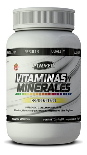 Vitaminas Y Minerales 60 Comprimidos Pulver Multivitaminico Sabor Sin Sabor