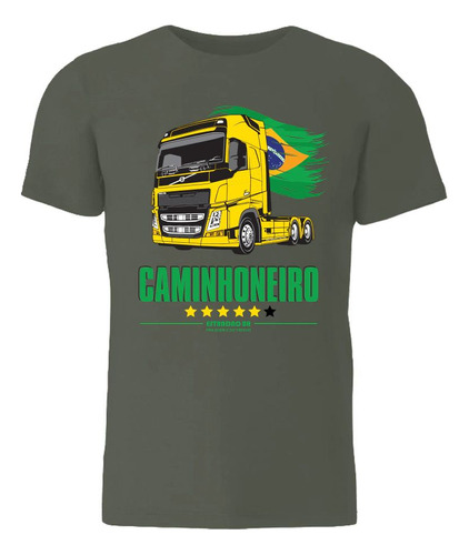 Camiseta Masculina Brasil Caminhoneiro Caminhao Volvo Fh