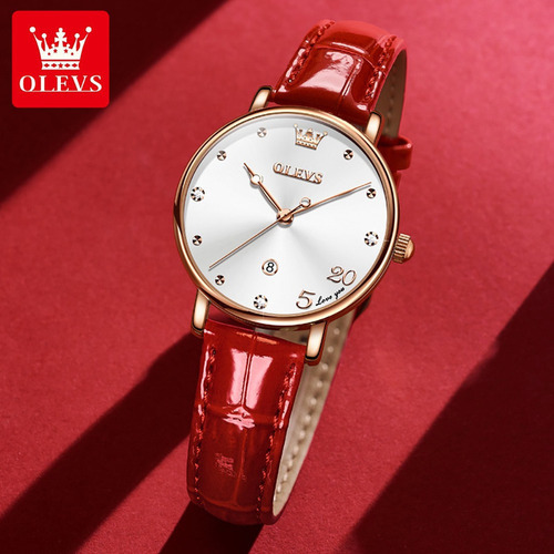 Reloj De Cuarzo Simple Olevs Calendar Diamond