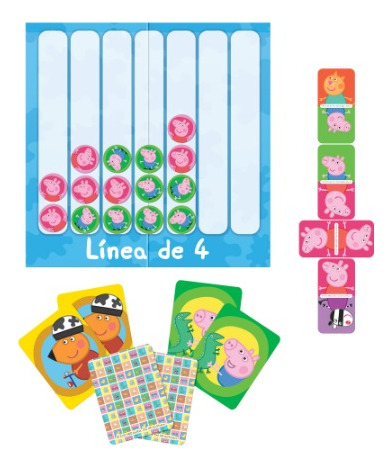 Juego Peppa Pig Set 3 Juegos En 1 Memoria Domino Linea De 4