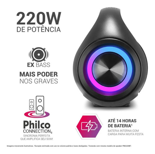 Caixa De Som Philco Extreme Bluetooth 5.3 Flash Light 220w (Usado)