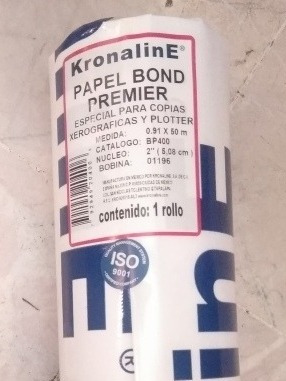 Papel Bond En Rollo 75g 91cmx50m (n2 ) Kronaline Premium