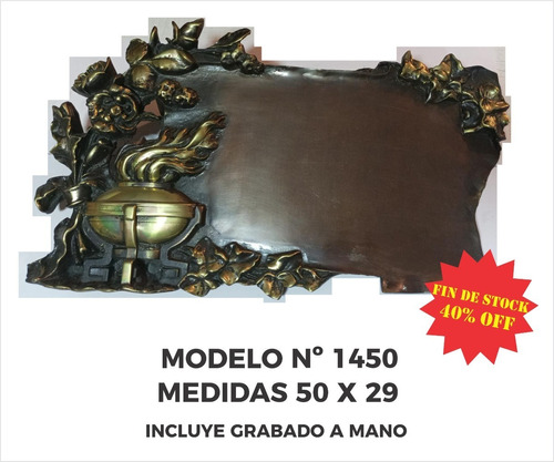 Placa Funebre Bronce                  Nº 1450 Grabado Gratis