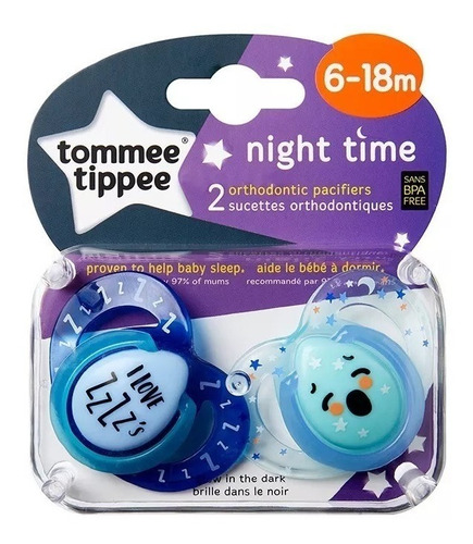 Chupete Silicona X2 6-18m Night Time Tommee Tippee Babymovil