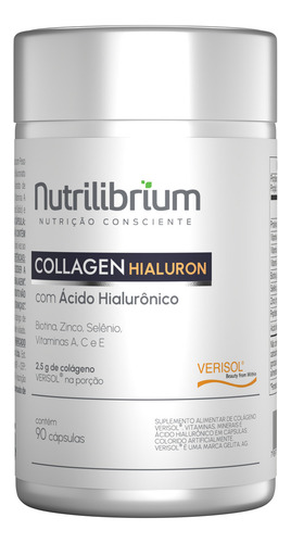 Colágeno Verisol Com Ácido Hialurônico Biotina 90 Caps Nutrilibrium Sabor Sem sabor