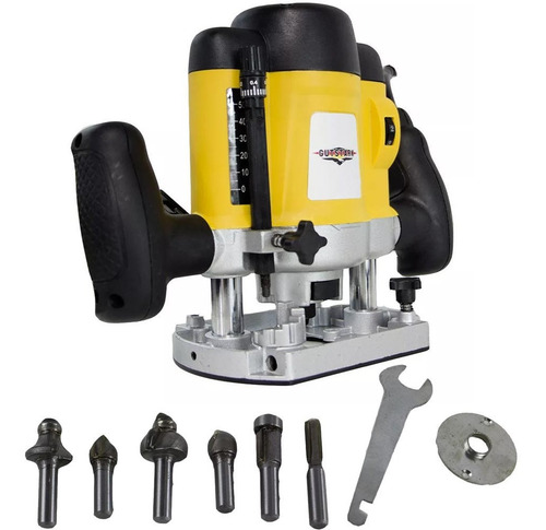 Imagen 1 de 9 de Router Madera + 6 Brocas 110 V 1400 W Rebajadora Carpinteria