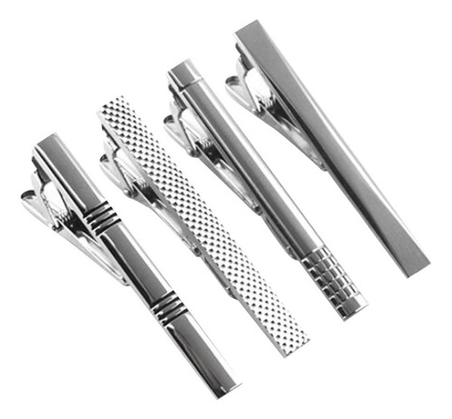 Silver Tie Bar 4 Piece Set Clip