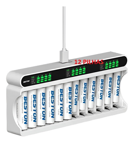 Carregador 16 Pilhas Aa Aaa Digital Smart Pronta Entrega - Qualidade
