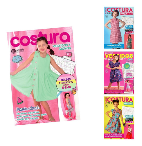 Pack 4 Revistas Costura Infantil Vestidos Nenas - Arcadia