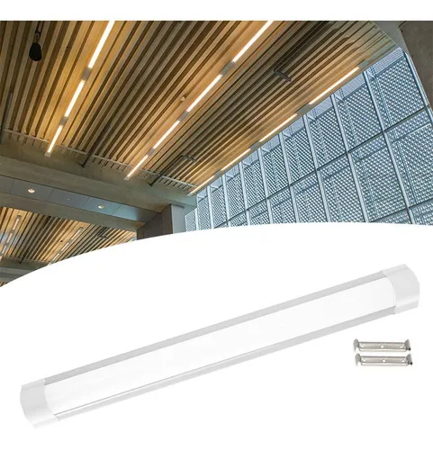 Luminária Tubular Sobrepor Led Linear 60cm 20w Branco Quente