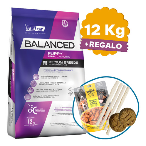 Alimento Vitalcan Balanced Cachorro Raza Mediana 12 Kg