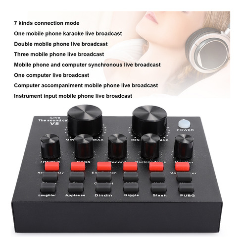 Tarjeta De Sonido De Transmisión En Vivo V8 Abs Black Con Aj