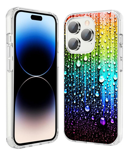 Funda Para iPhone 15 Pro Max Colorful Rainbow Drops Delgado