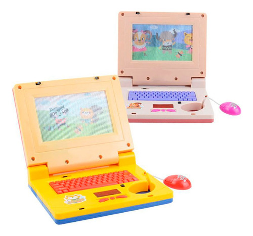 Notebook Brinquedo Laptop Computador Infantil Musical Luz Cor Amarelo