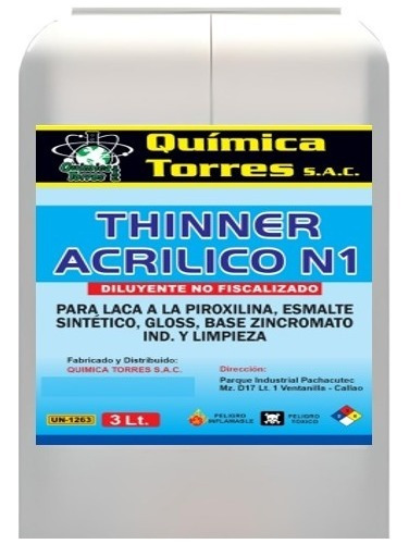 Thinner Acrilico N1 (thinner) X 3 Litros