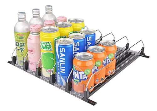 Nevera organizador latas dispensador de latas para latas de 330 ml/500 ml  sin BPA de dos capas con ruedas soporte para latas de almacenamiento nevera  para bebidas, cerveza, soda, conservas : 