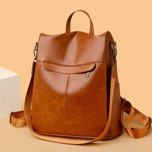 Mochila De Viaje Mochila De Cuero Pu Impermeable Con Correa
