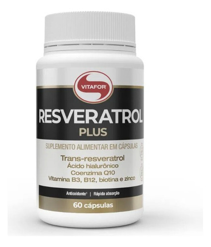 Resveratrol Plus 60 Capsulas Vitafor Acido Hialuronico Q10 
